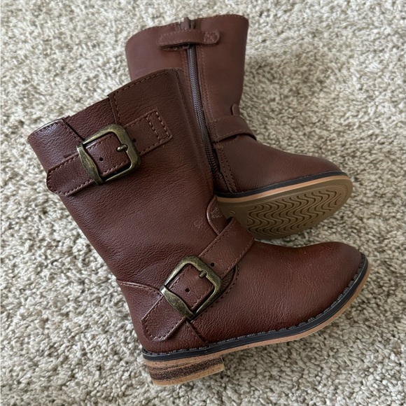 Cat & Jack Brown Boots Toddler Leather Boots Toddler Winter Boots size 5 - Picture 2 of 11